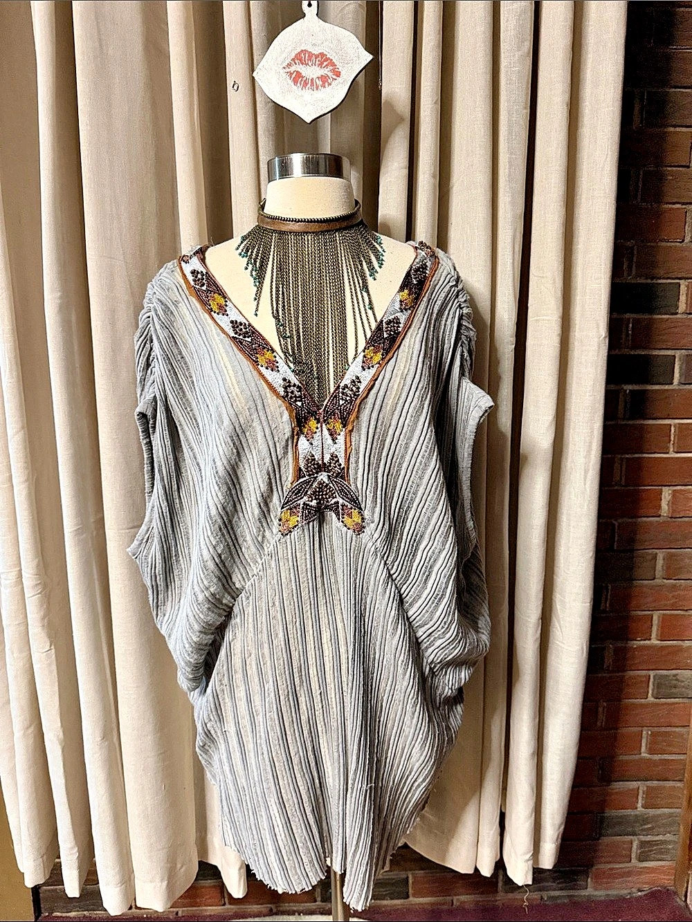 Maxi Dress in Gray & White Like New